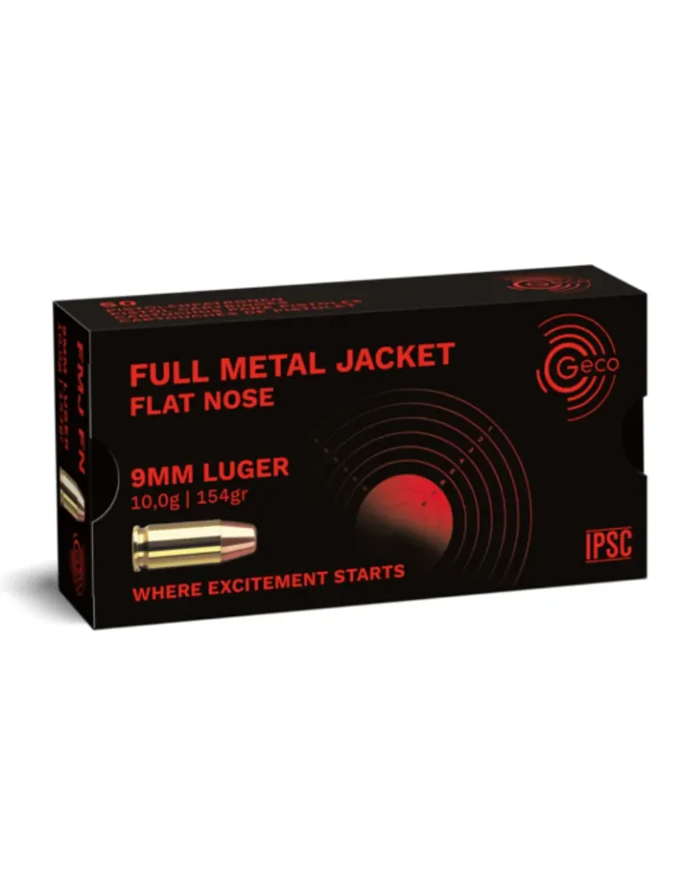 Balles Geco FMJ Flat Nose cal.9x19mm Parabellum x50