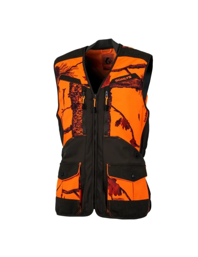 Gilet Somlys Softshell camo orange/vert