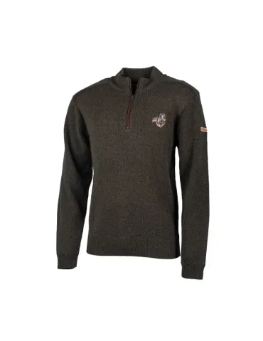 Pull Treeland col zippé broderie sanglier
