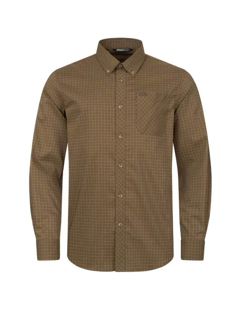 Chemise Blaser extensible Serge carreaux olive foncé