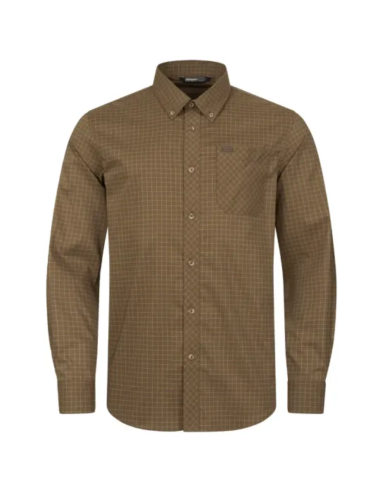 Chemise Blaser extensible Serge carreaux olive foncé