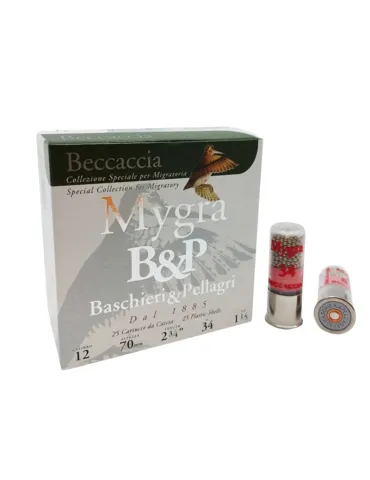 Cartouches chasse B&P Mygra Beccaccia 34g cal.12/70 x25