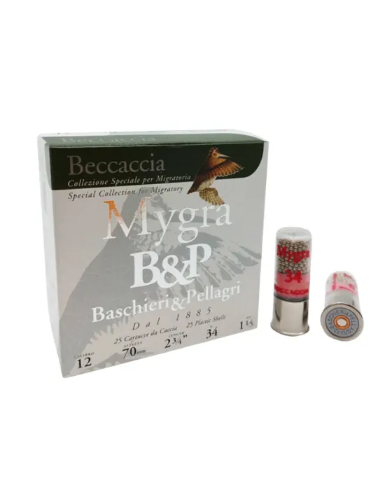 Cartouches chasse B&P Mygra Beccaccia 34g cal.12/70 x25