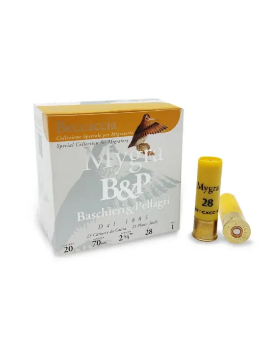 Cartouches chasse B&P Mygra Beccaccia 28g cal.20/70 x25