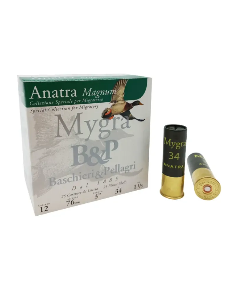 Cartouches chasse B&P Mygra Anatra Magnum 34g cal.12/76 x25