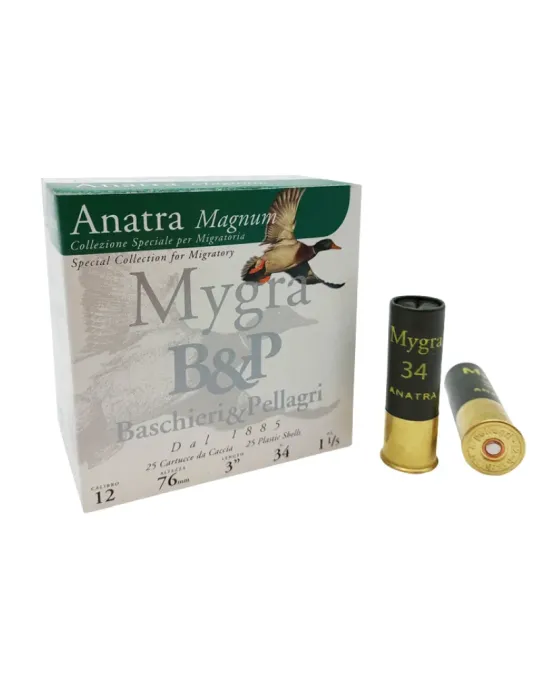 Cartouches chasse B&P Mygra Anatra Magnum 34g cal.12/76 x25