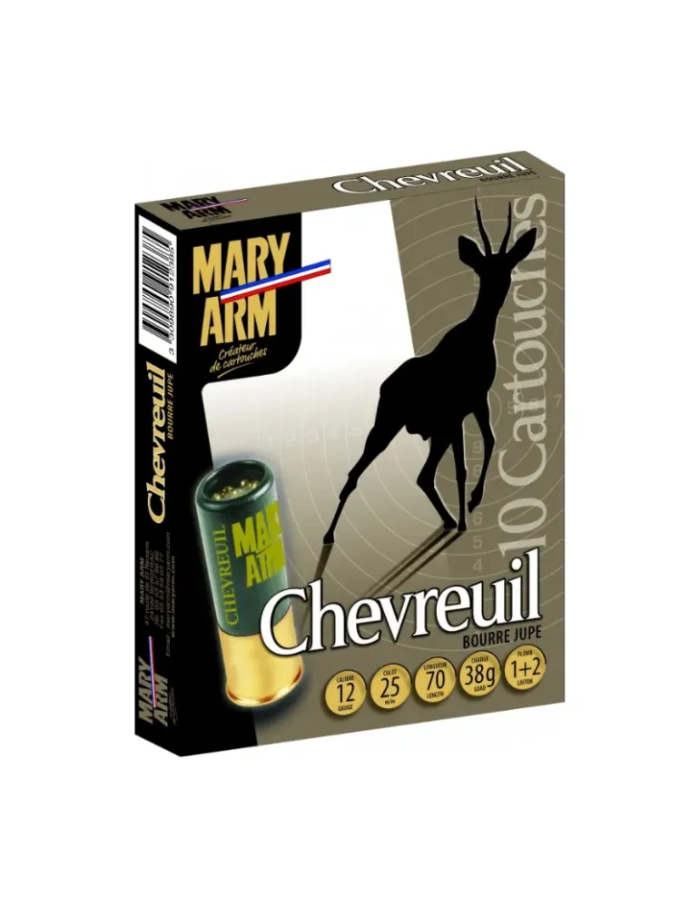Cartouches chasse Mary Arm Chevreuil laitonnée 38g cal.12/70 x10