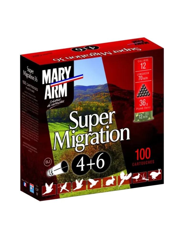 Pack cartouches chasse Mary Arm Super Migration 36g cal.12/70 x100