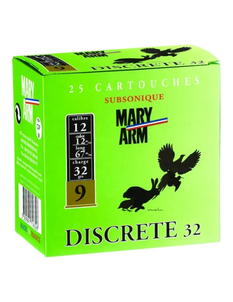 Cartouches chasse Mary Arm Discrète Subsonique 32g cal.12/67 x25