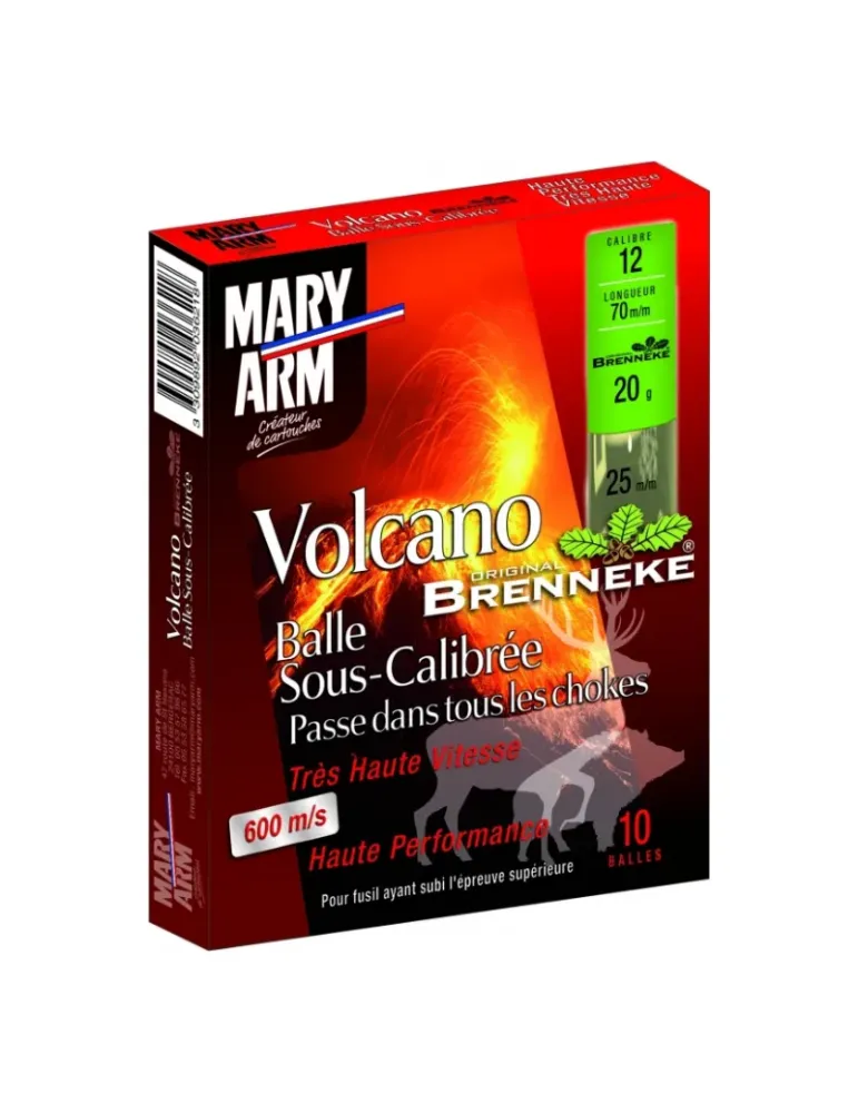 Cartouches balle Mary Arm sous calibré Volcano 20g cal.12/70 x10