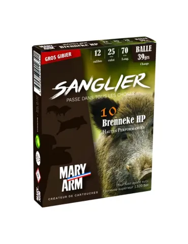 Cartouches balle Mary Arm Brenneke sanglier 39HP 39g cal.12/70 x10