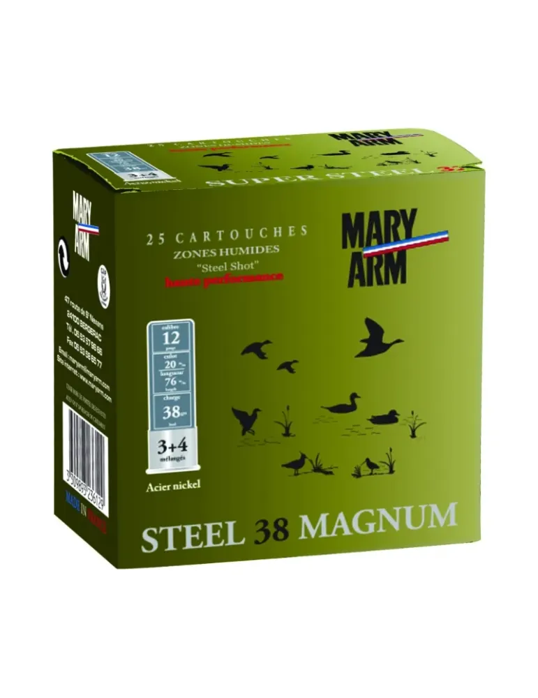 Cartouches chasse Mary Arm Steel 38 Magnum 38g cal.12/76 x25