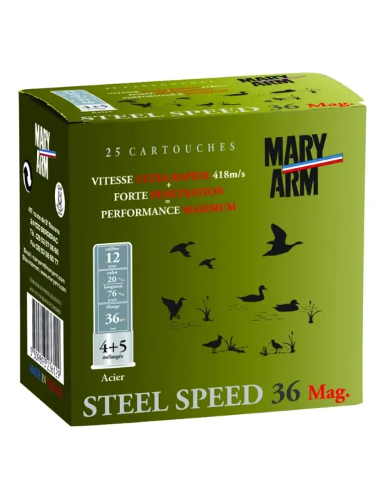 Cartouches chasse Mary Arm Steel Speed 36 Mag 36g cal.12/76 x25