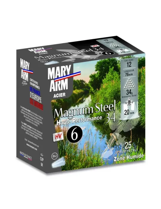 Cartouches chasse Mary Arm Magnum Steel 34 34g cal.12/76 x25