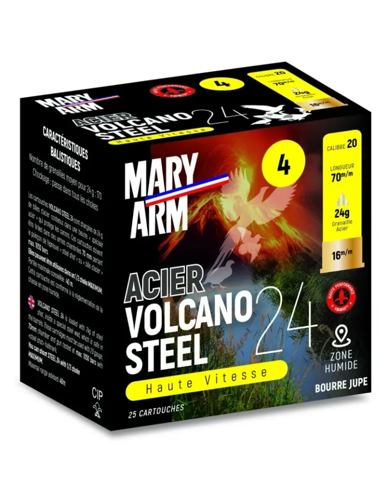 Cartouches chasse Mary Arm Volcano Steel 24 24g cal.20/70 x25