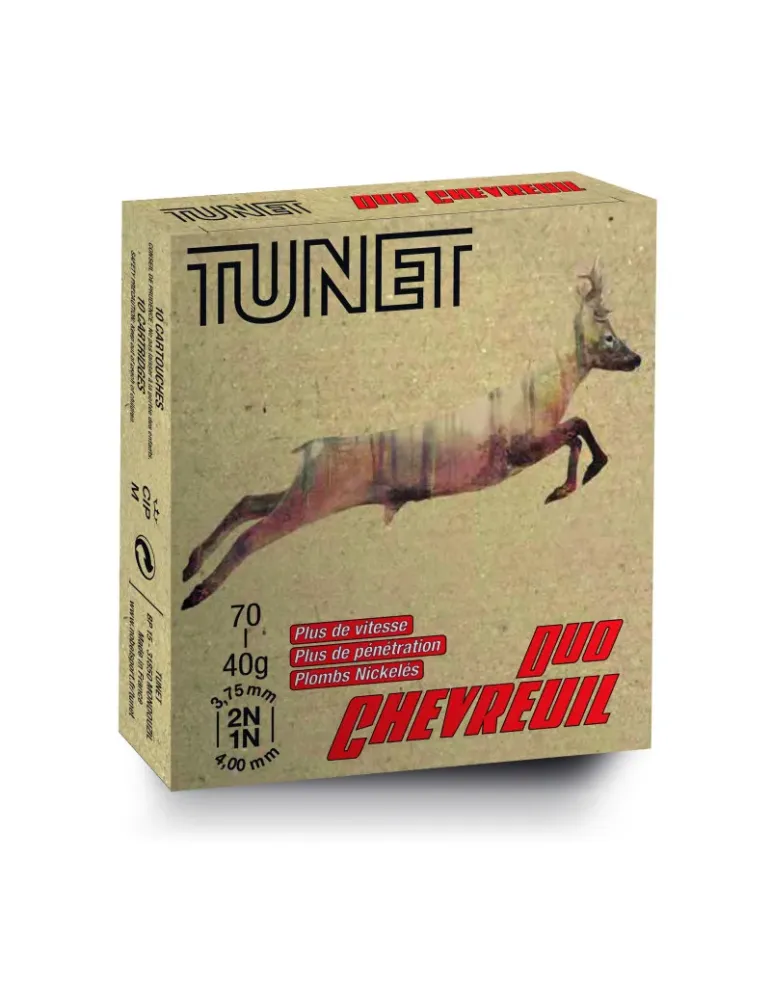 Cartouches chasse Tunet Duo Chevreuil 40g cal.12/70 x10