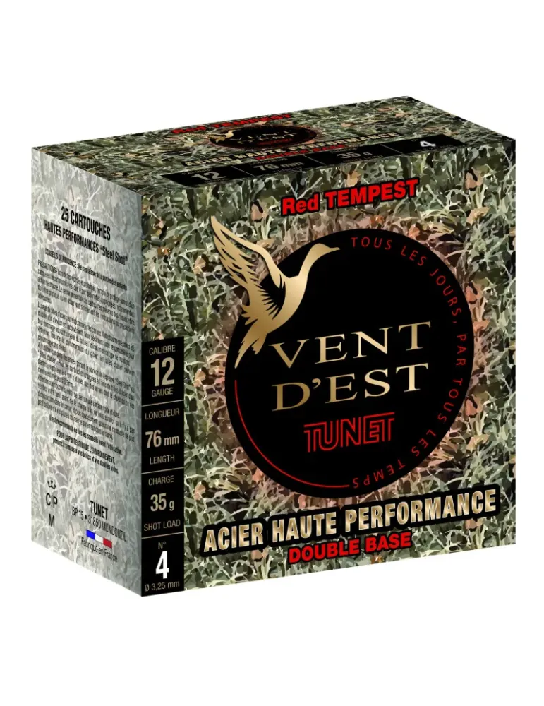 Cartouches chasse Tunet Vent d'Est Red Tempest HP 35g cal.12/76x25