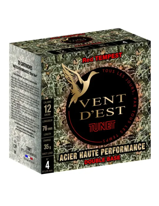 Cartouches chasse Tunet Vent d'Est Red Tempest HP 35g cal.12/76x25