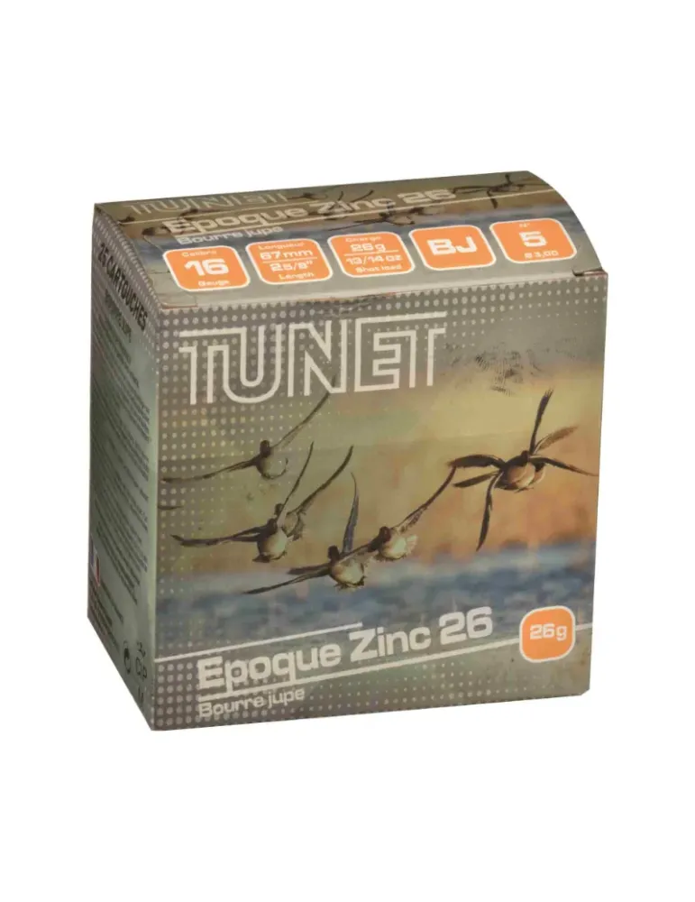 Cartouches chasse Tunet Epoque Zinc Etain 26g cal.16/67 x25