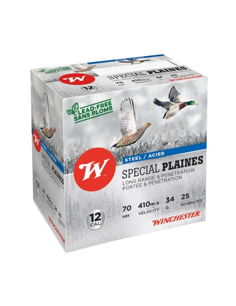 Cartouches chasse Winchester Spécial Plaines Acier 34g cal.12/70 x25