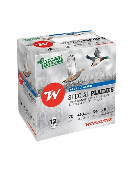 Cartouches chasse Winchester Spécial Plaines Acier 34g cal.12/70 x25