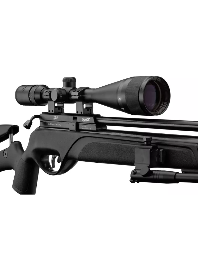 Pack carabine air comprimé PCP Gamo HPA cal.5.5mm 40J + lunette 6-24x50 + modérateur de son + bipied + pompe