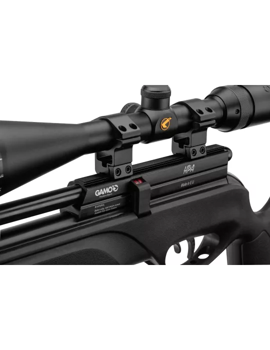 Pack carabine air comprimé PCP Gamo HPA cal.5.5mm 40J + lunette 6-24x50 + modérateur de son + bipied + pompe