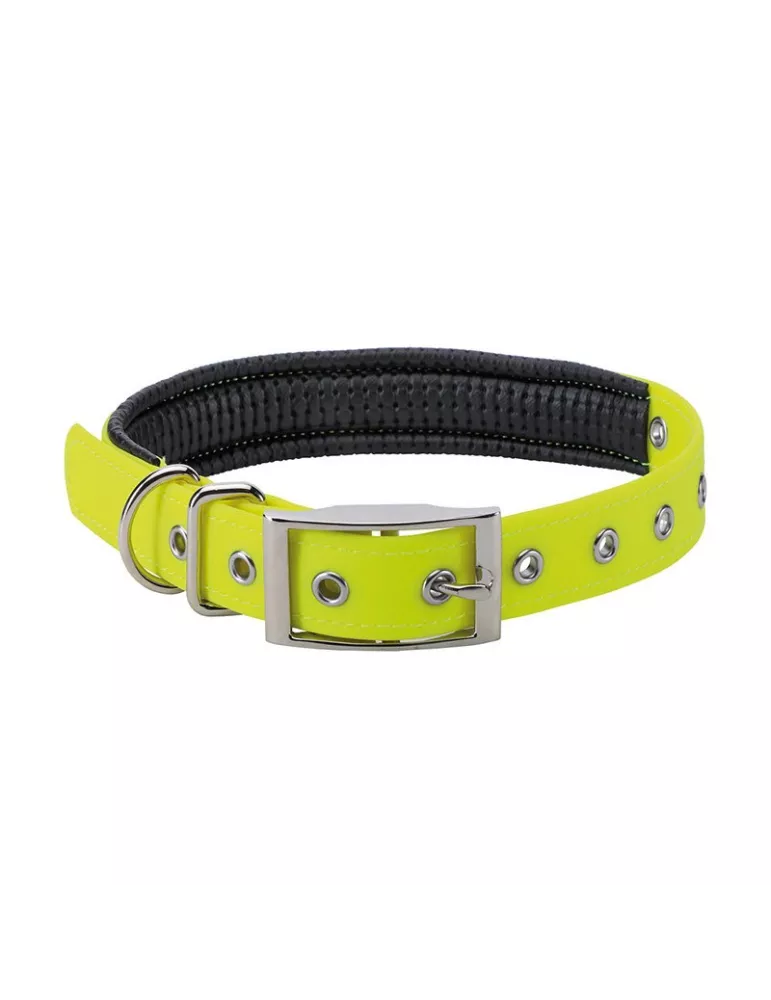 Collier chien Stepland PVC jaune doublé cuir