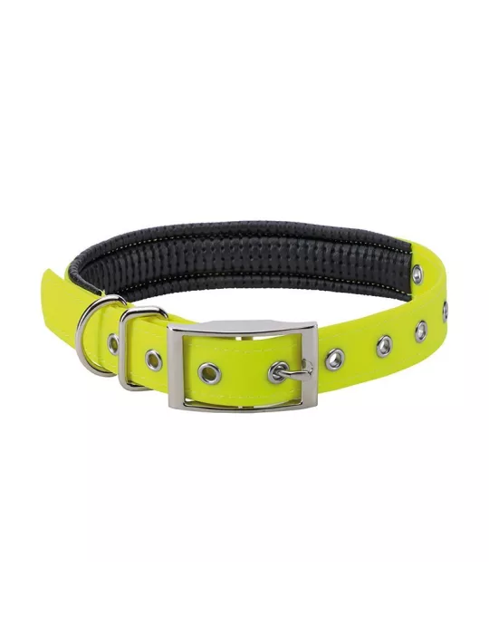 Collier chien Stepland PVC jaune doublé cuir