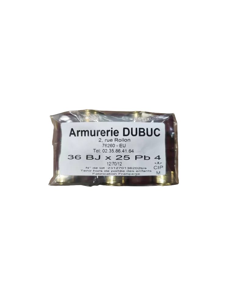 Cartouches chasse Armurerie Dubuc 36g cal.12/70 x25