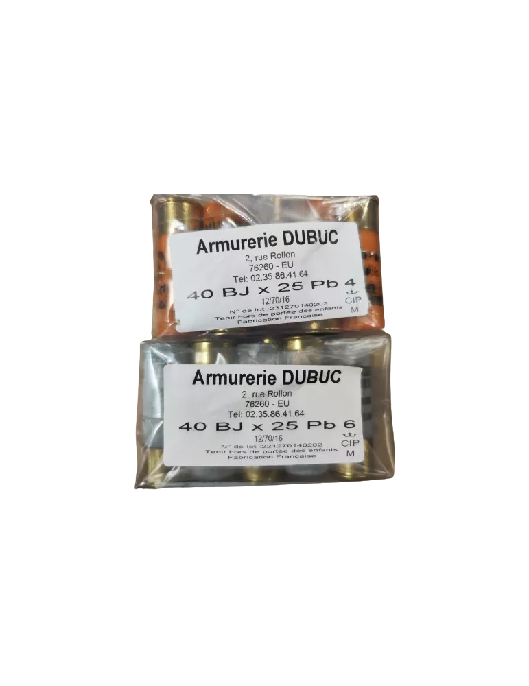 Cartouches chasse Armurerie Dubuc 40g cal.12/70 x25