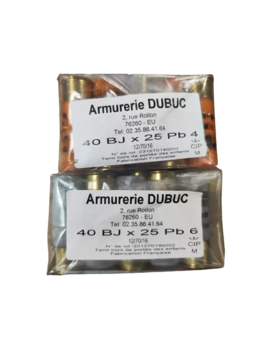 Cartouches chasse Armurerie Dubuc 40g cal.12/70 x25