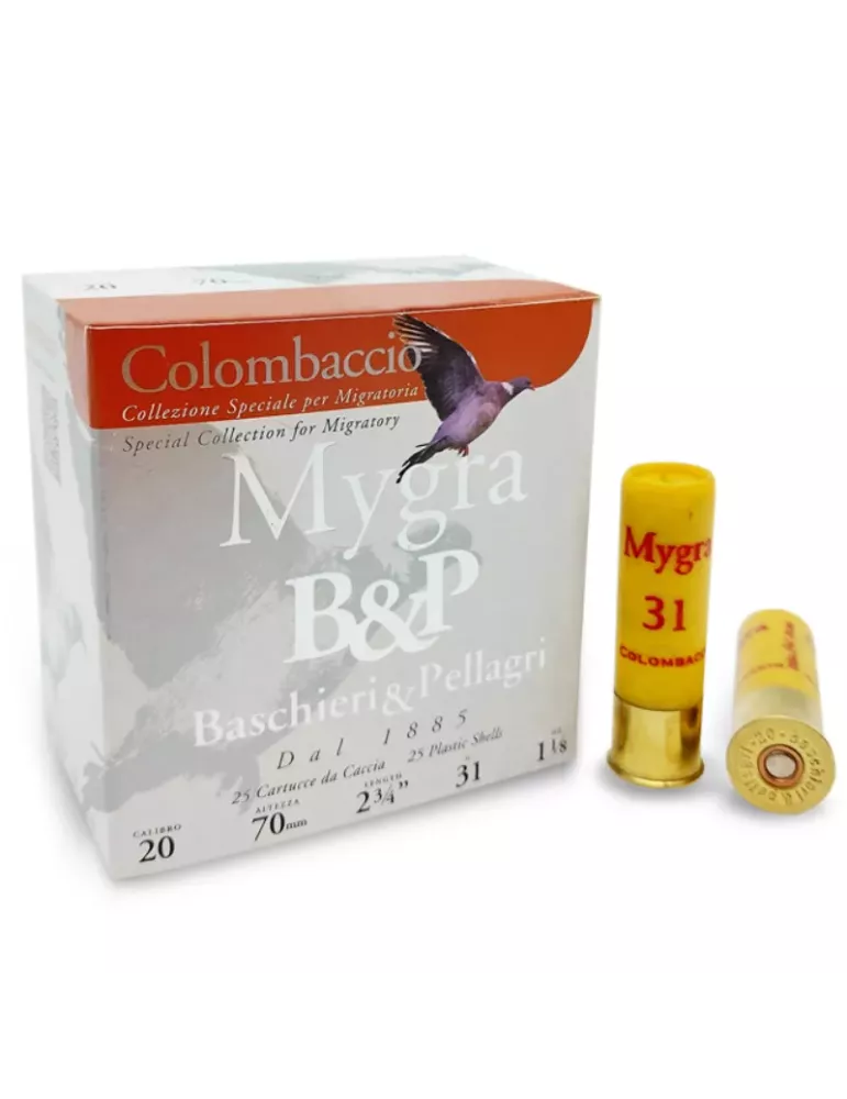 Cartouches chasse B&P Mygra Colombaccio 31g cal.20/70 x25