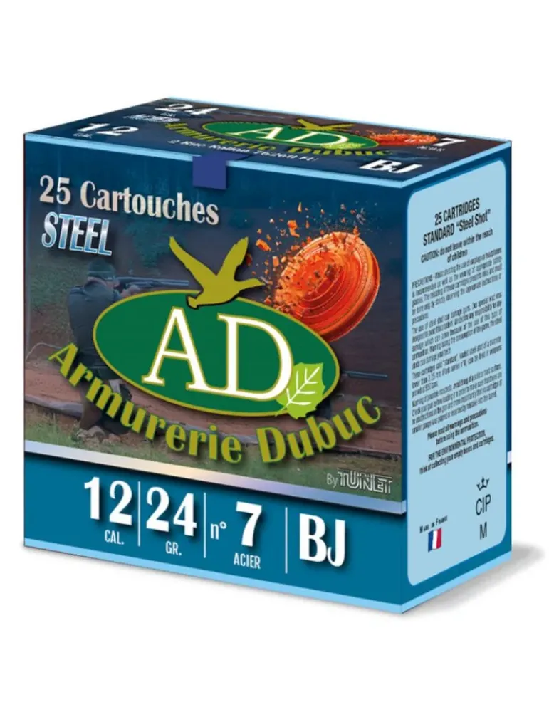 Cartouches trap Armurerie Dubuc  - Tunet 24g acier cal.12/70 x25
