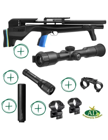 Pack PCP Stoeger XM1 Bullpup cal.5.5mm 42J + Hikmicro Alpex lite + lampe infrarouge + modérateur de son + montage-réglage offert