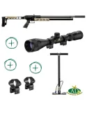 Pack Carabine PCP Snowpeak AP1000 Mercury cal.5.5mm 38J + pompe + lunette Microdot First 3-9x40 + montage-réglage offert