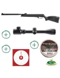 Pack carabine air comprimé Gamo Black 1000 Maxxim cal.4.5mm 19.9J + lunette Le Lynx3-9x40+ plombs + cible