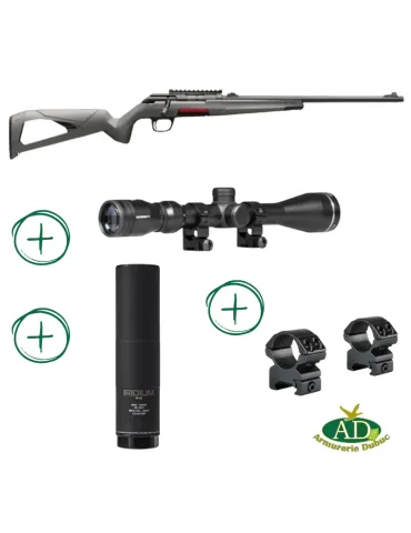 Pack carabine à verrou Winchester Xpert Composite Threaded cal.22LR + lunette Sabre 3-9x40 HMD + modérateur de son