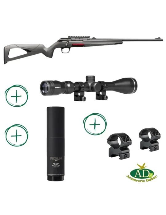 Pack carabine à verrou Winchester Xpert Composite Threaded cal.22LR + lunette Sabre 3-9x40 HMD + modérateur de son