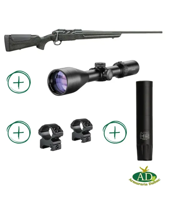 Pack carabine à verrou Sabatti Rover Carbon cal.30-06 Springfield + lunette Hawke Vantage 30WA 3-12x56 + modérateur de son