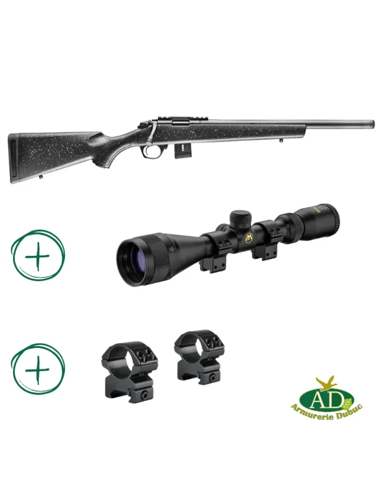 Pack carabine à verrou Bergara BMR Carbon cal.17HMR + Lunette Microdot First 3-9x40 AO